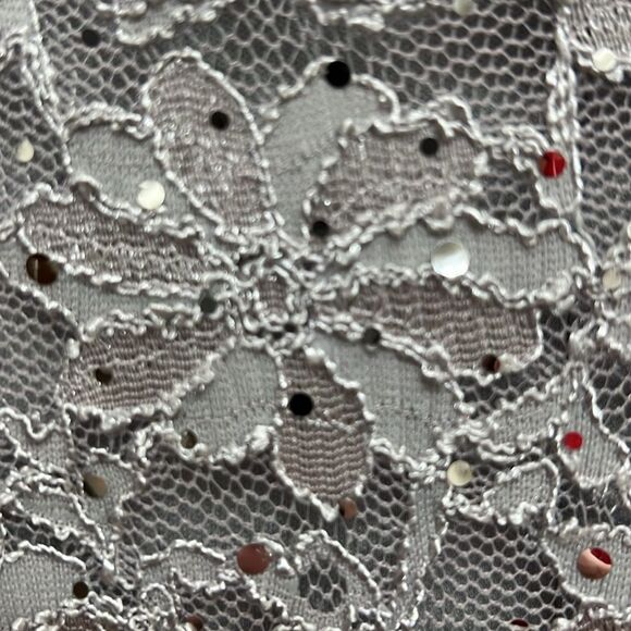 Connected Apparel Silver Sequin Ruched Sheath Dress Size 8 Midi Sleeveless - Picture 7 of 10